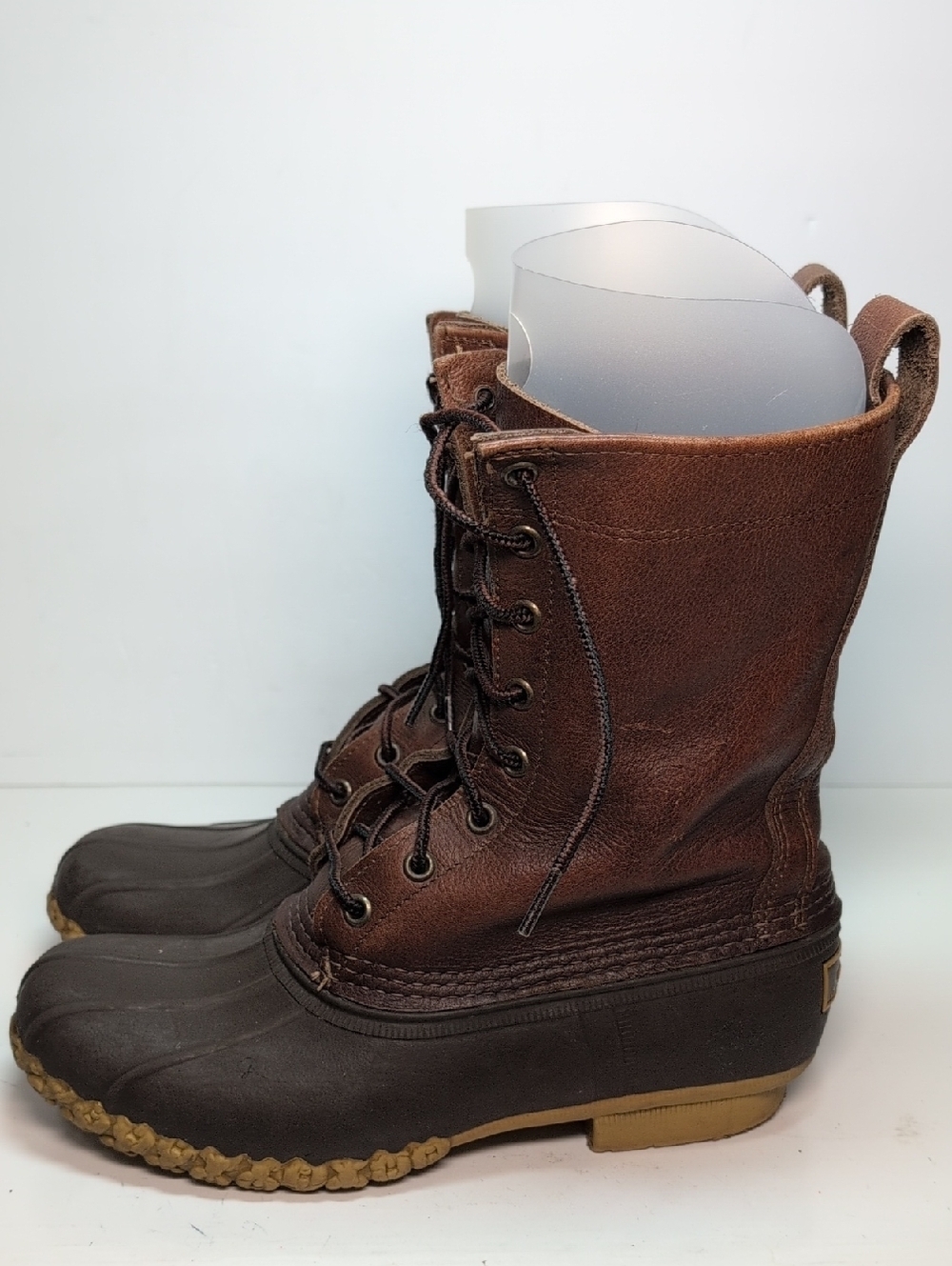 LL BEAN Maine Hunting Duck brown leather and rubber Boots womans size 8